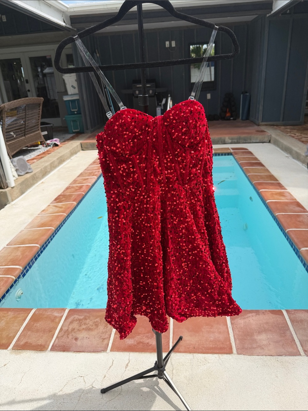 Sparkling Red Sequin Mini Dress